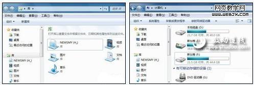 點擊Windows7庫文件圖標打開界面與XP一樣