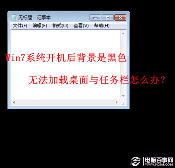 win7系統開機后背景是黑色無法加載熟悉的桌面與任務欄
