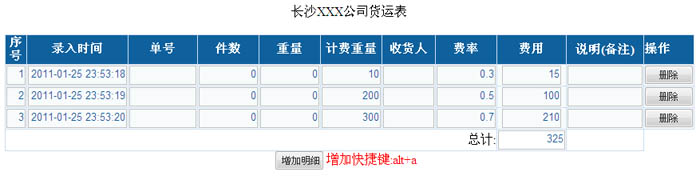 應用jQuery實現表格數據的動態添加與統計