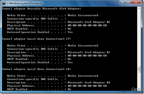 Windows 7 “Tunnel adapter Local Area Connection” 現(xiàn)象（IPv6）